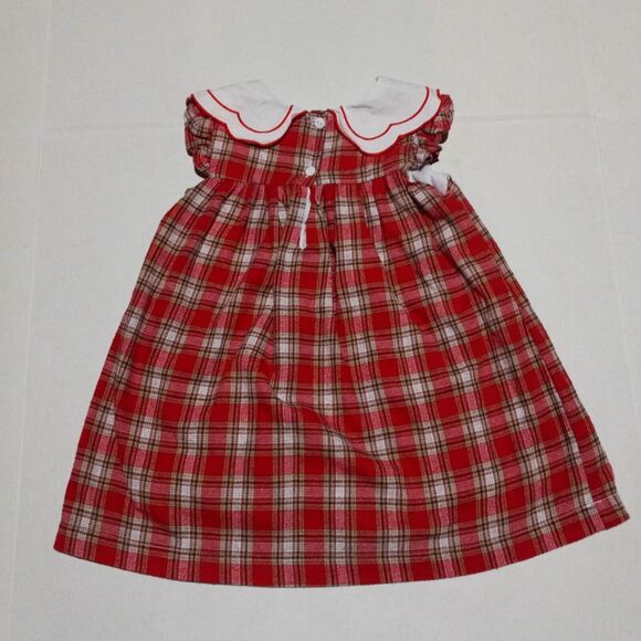 Lil Cactus Scallop Collared Plaid Dress-Size 3T-Lined-Flannel-100% Cotton - Picture 4 of 8
